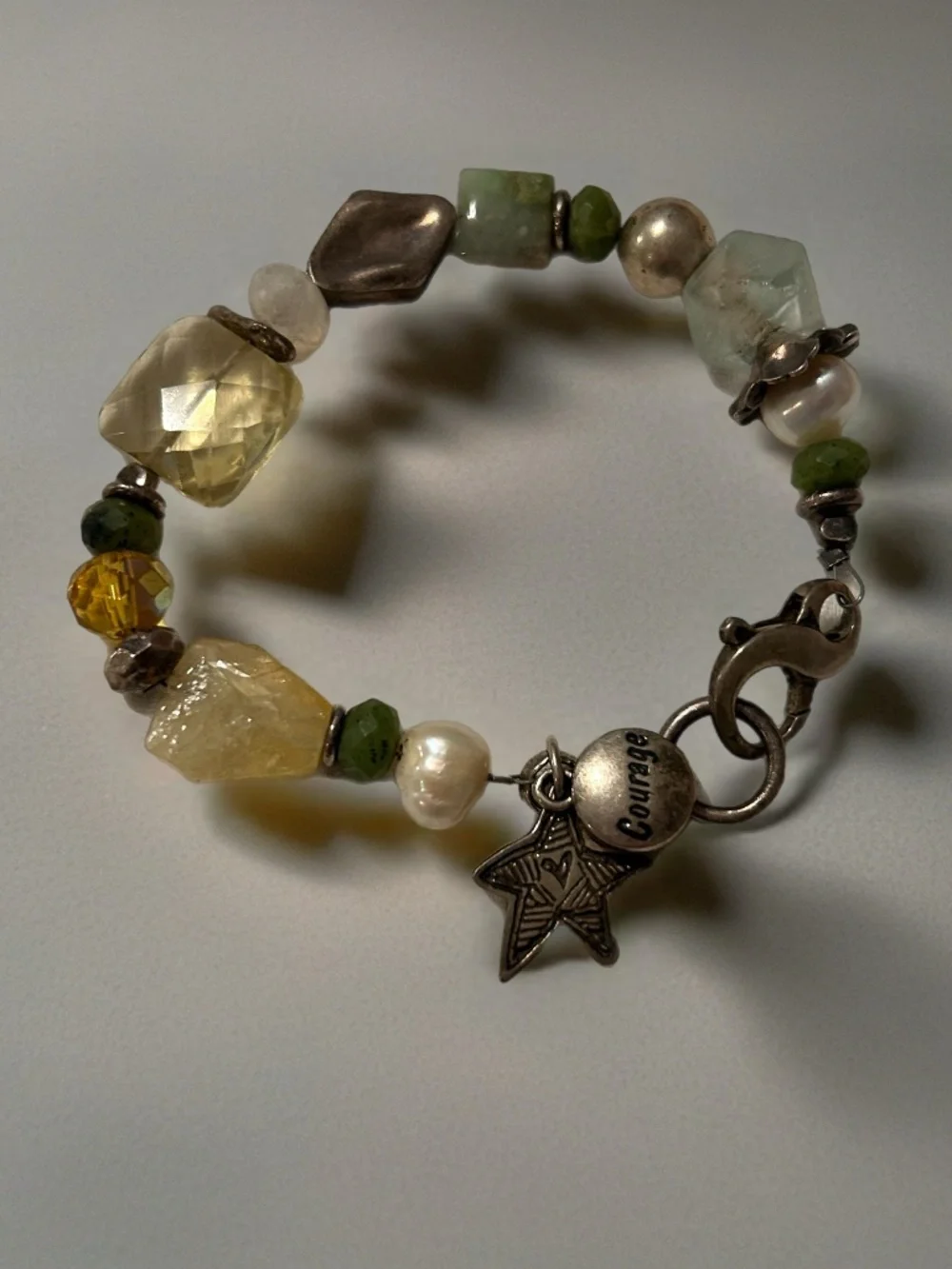 Stunning Sterling, Pearl, Citrine and Beaded Bracelet. 